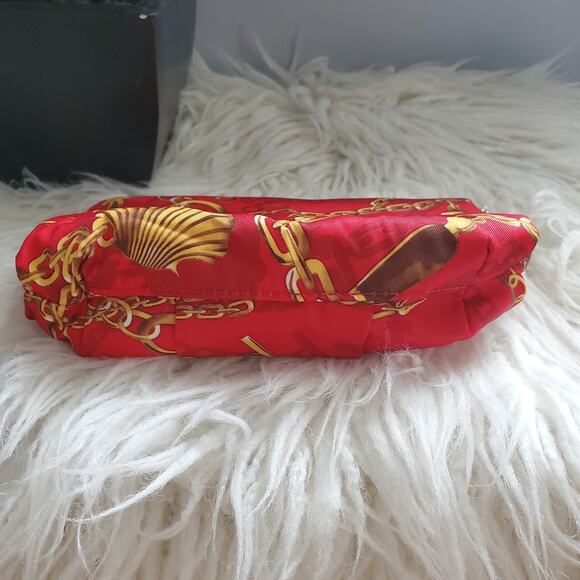 Estee Lauder Red Chain Pattern Zipper Cosmetic Makeup Bag NWT - Picture 4 of 7